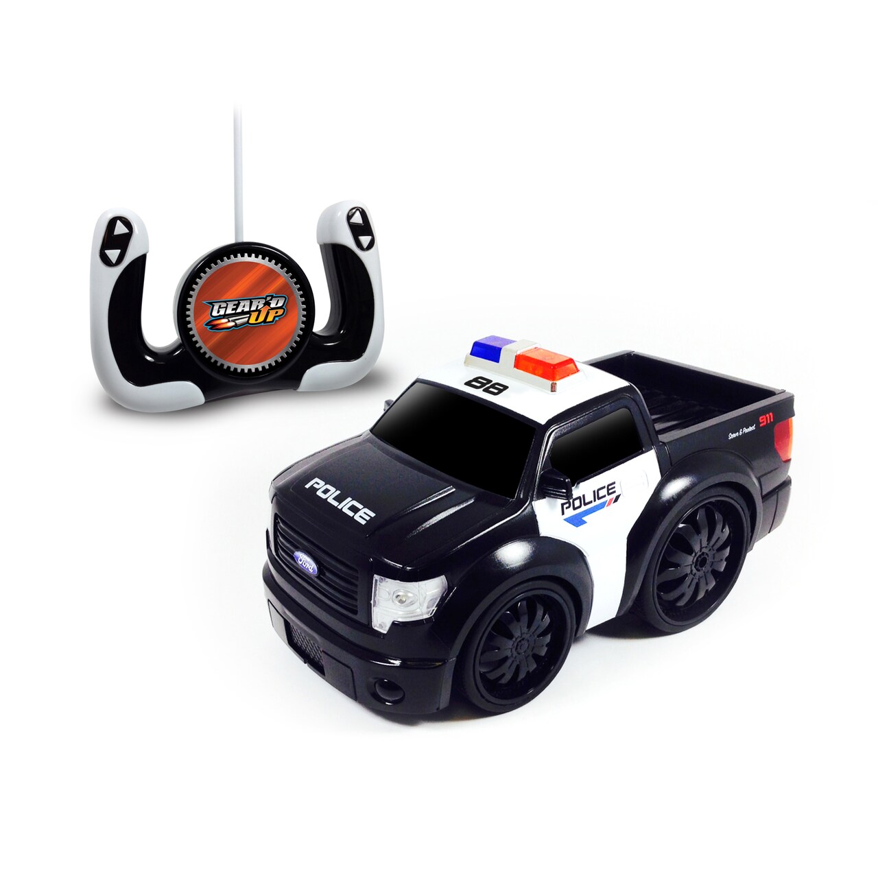 Jam'n Products - Gear'd Up 1:10 Scale Chunky Ford F-150 Remote Control Vehicle, Police - 3 Years and up